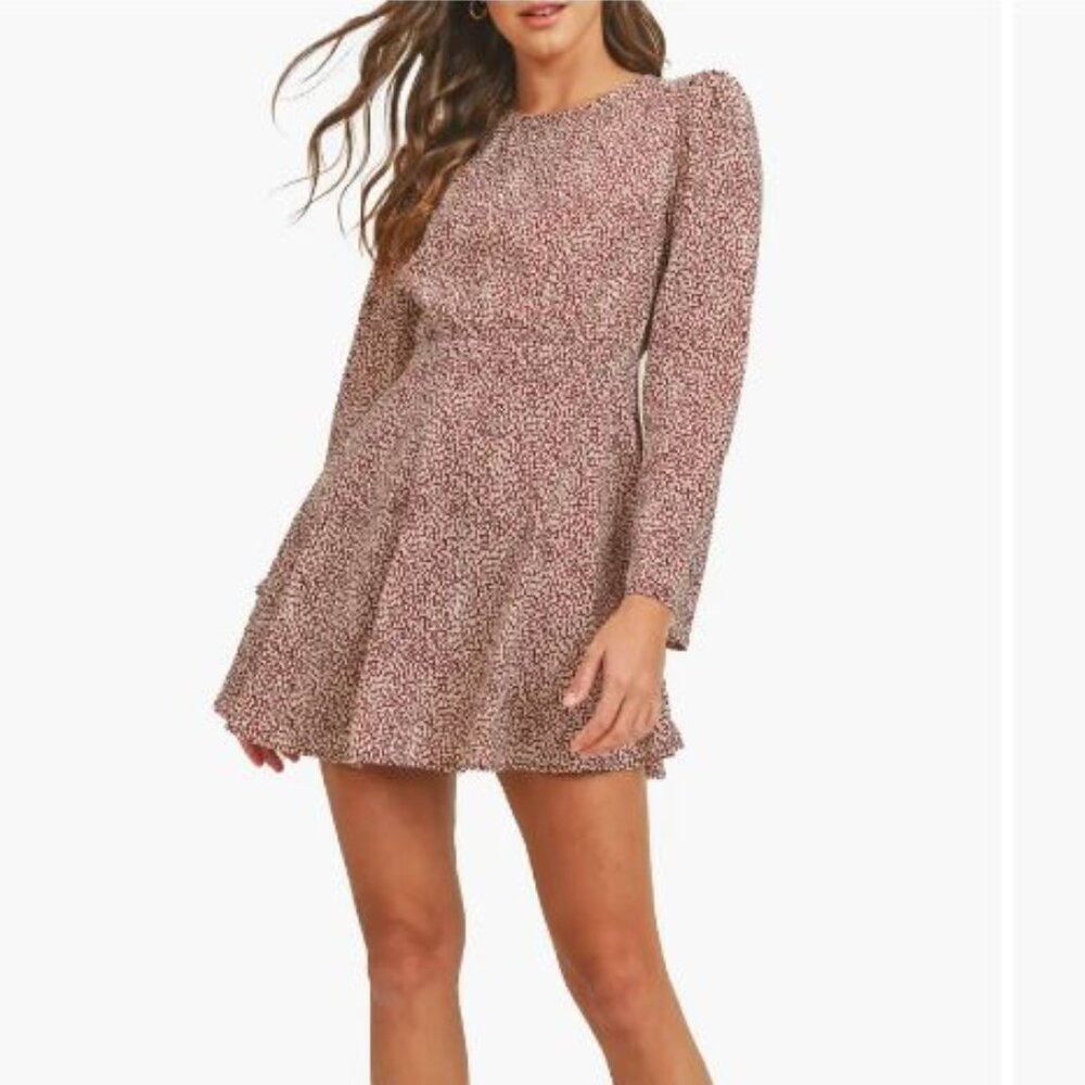 NWT Lush Bell Sleeve Mini Dress Brown Size Small